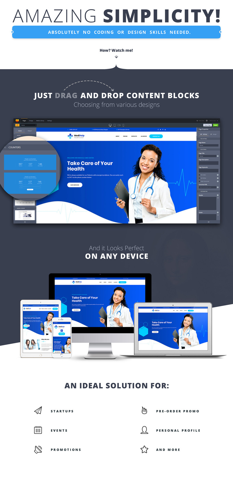 MediHelp - Health Center Landing Page Template - Features Image 1