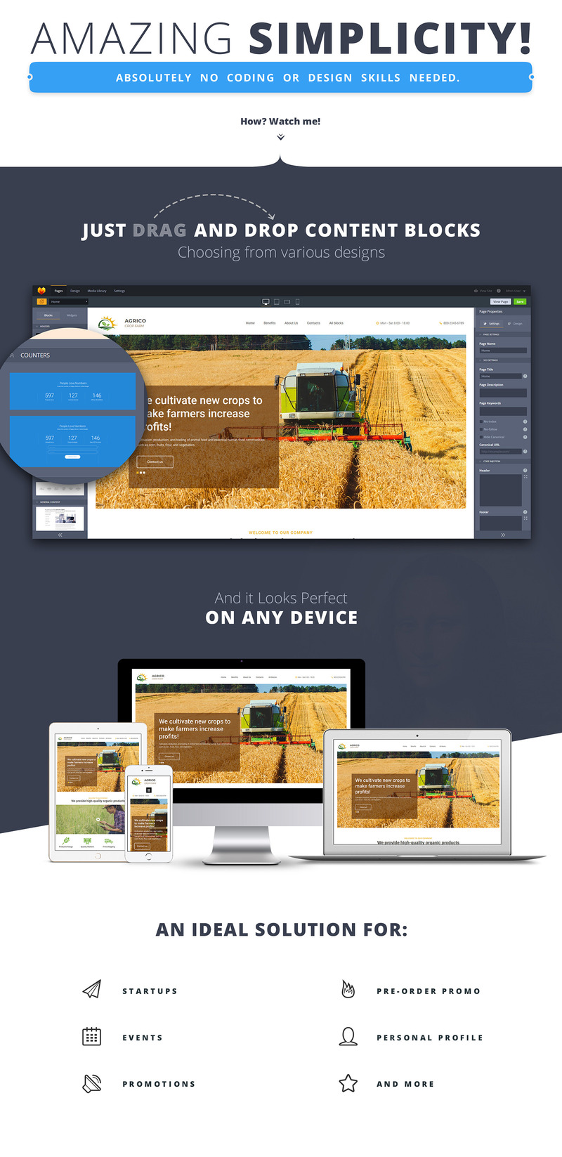 Agrico - Crop Farm Landing Page Template Landing Page-mall #82945 - Funktionsbild 1