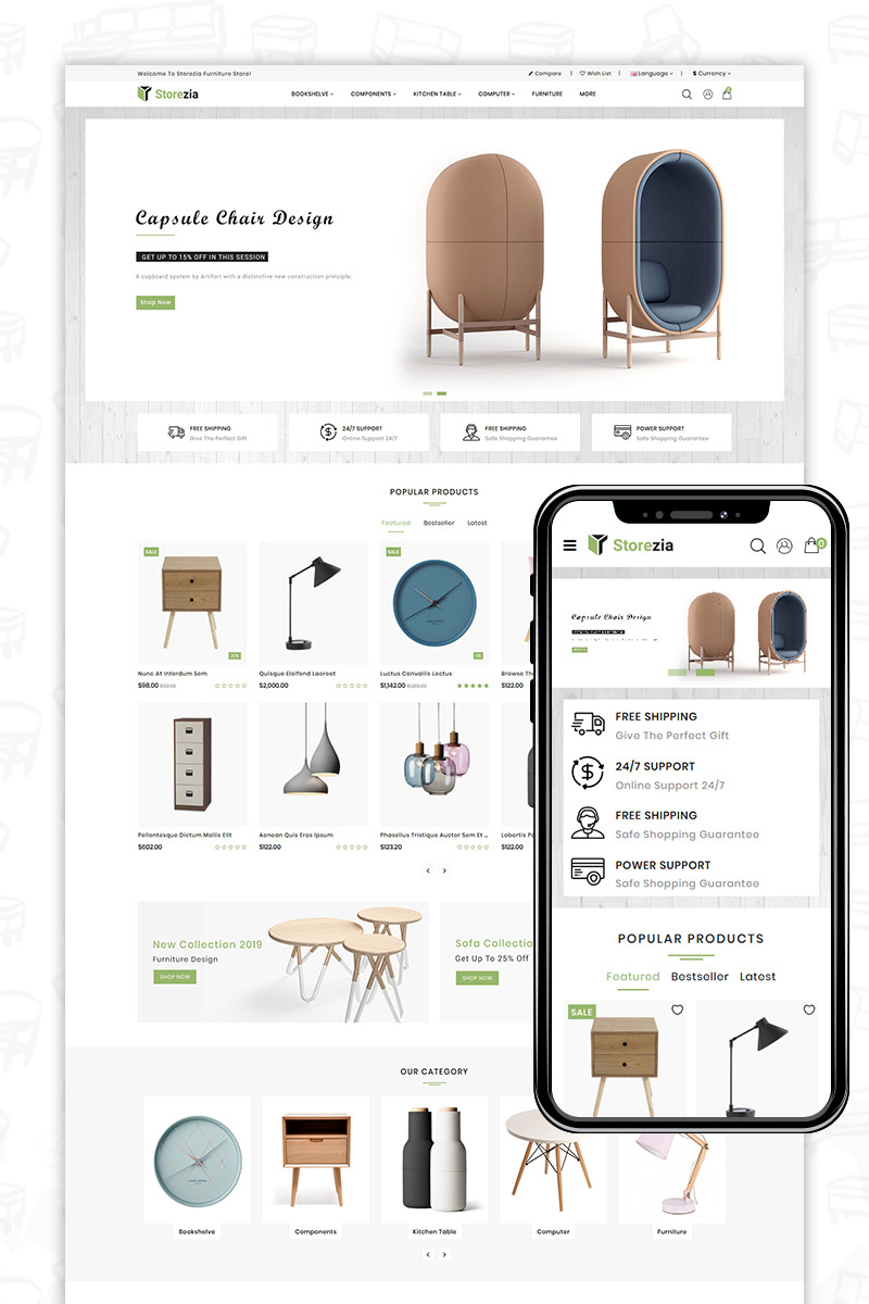 Storezia - 3 Furniture Store OpenCart Template - Features Image 1