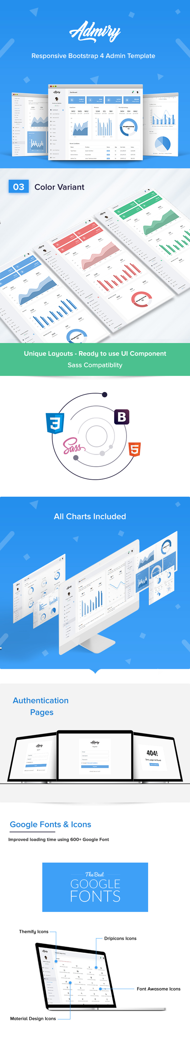 Admiry - Responsive Bootstrap 4 Dashboard Admin Template - Features Image 1