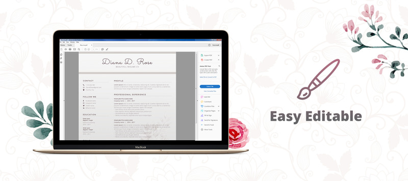 Diana D Rose - Beautiful Resume Template - Features Image 1