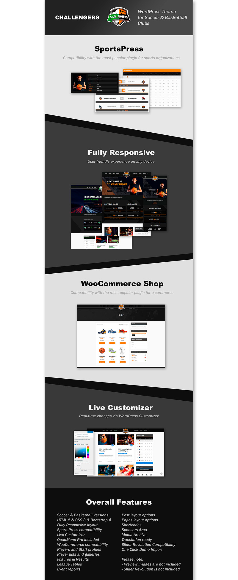 Challengers - Soccer and Basketball Club Sports WordPress Theme - Features Image 1