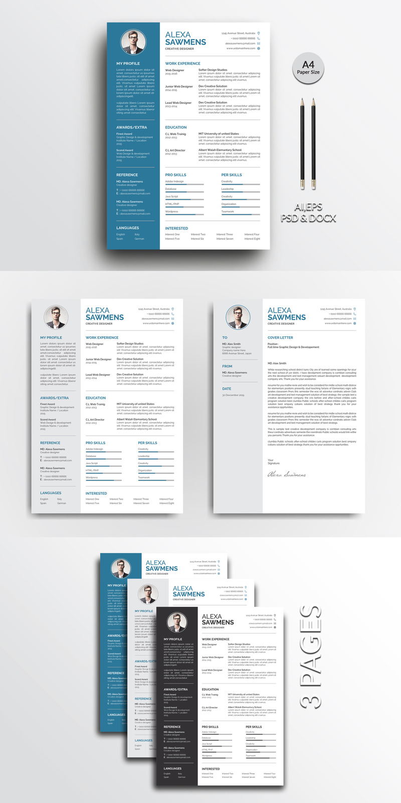 Alexa Sawmens Classec Resume Template - Features Image 1