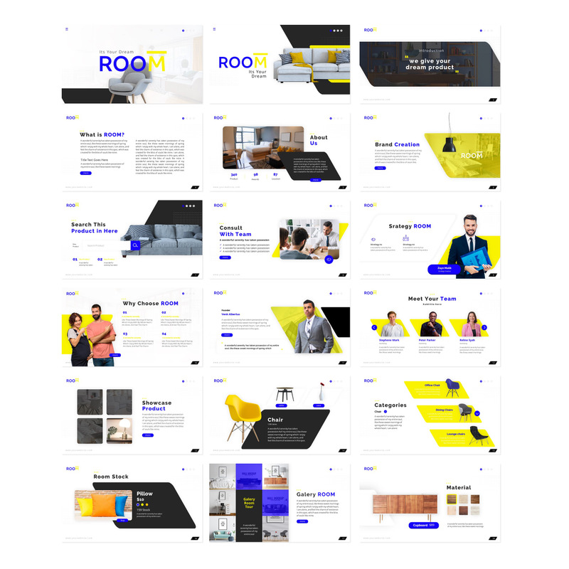 Presentazione dei mobili della stanza completamente animata - Modello di keynote - Caratteristiche Immagine 1