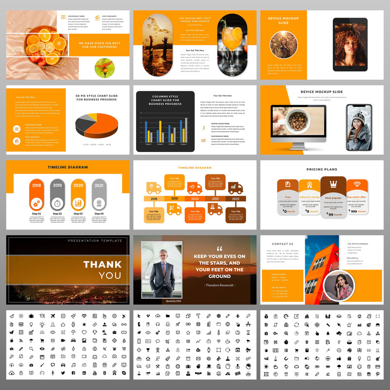 Orange PowerPoint template 99363 TemplateMonster