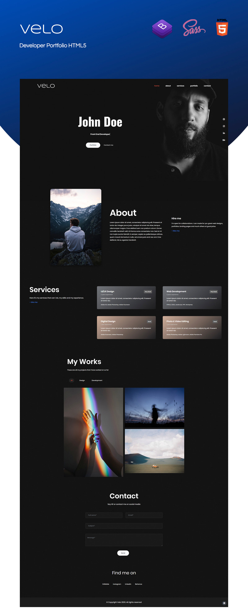 Velo - Developer Portfolio Landing Page Template - Features Image 1