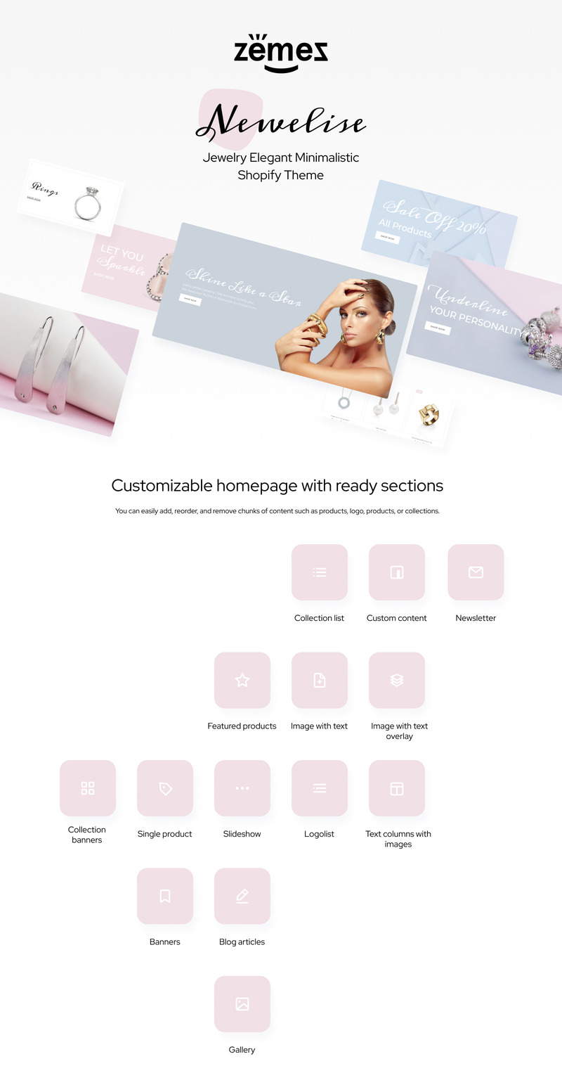 Shopify Theme namens Newelise - Jewelry Elegant Minimalistic #76258 - Bildeigenschaften 1