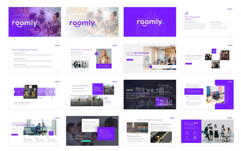 Modèle PowerPoint de présentation de l'espace de coworking Roomly - Caractéristiques de l’image 1