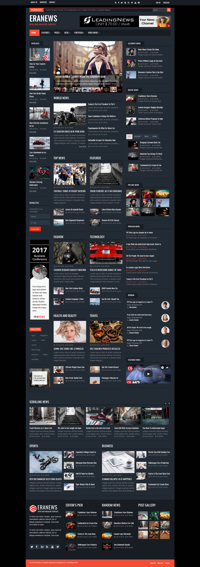 Plantilla Joomla Eranews News and Magazine #74344 - Imagen de características 1