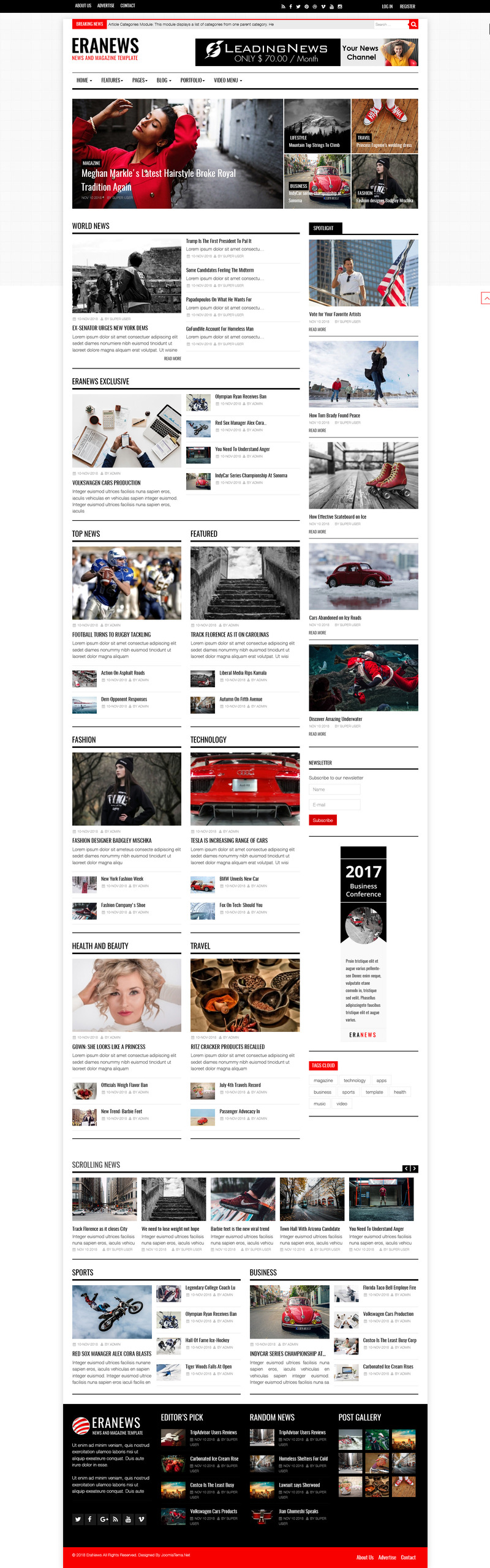 Plantilla Joomla Eranews News and Magazine #74344 - Imagen de características 2