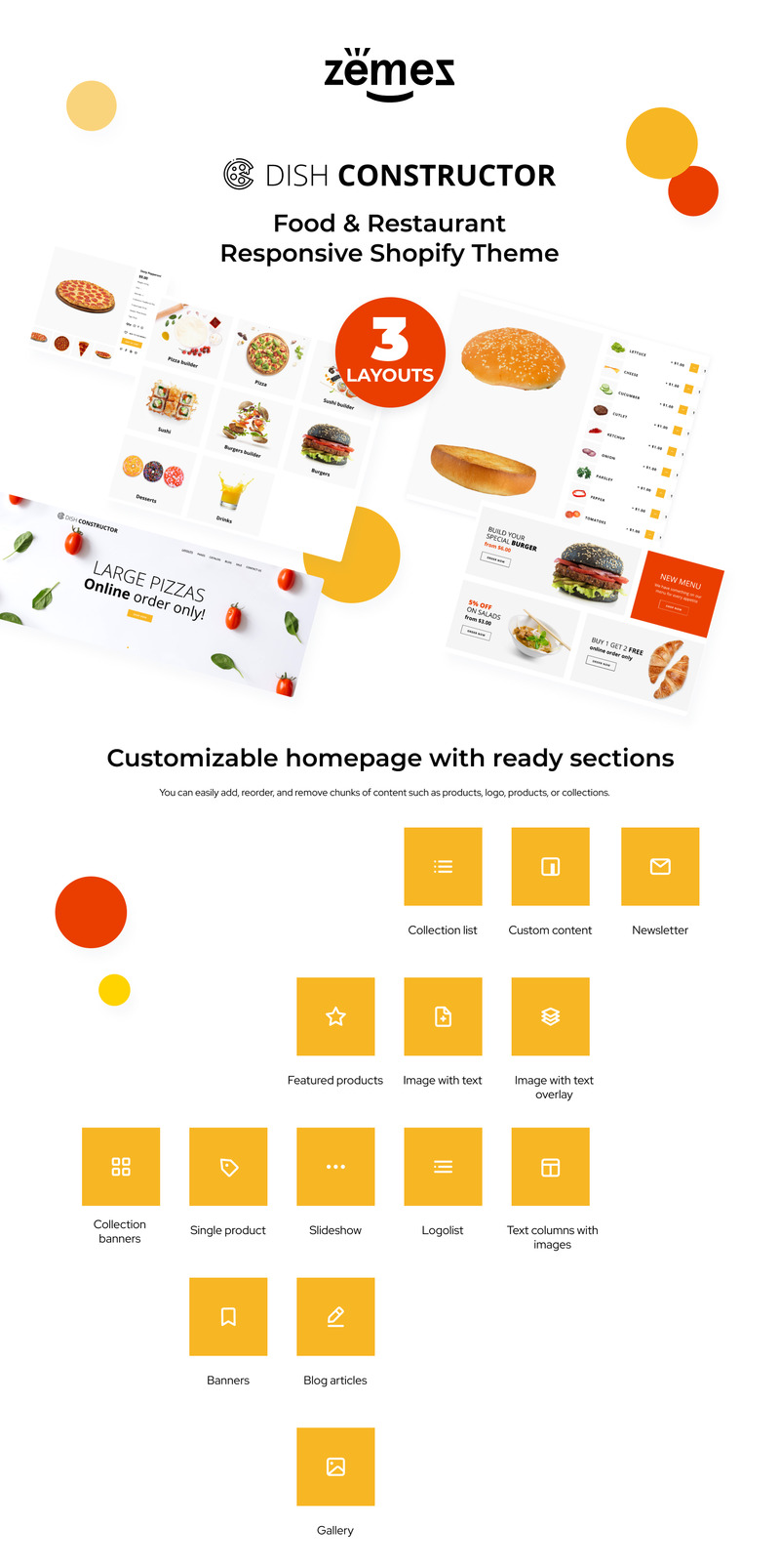 Responsivt Food & Restaurant Responsive Shopify Theme Shopify-tema #64928 - Funktionsbild 1