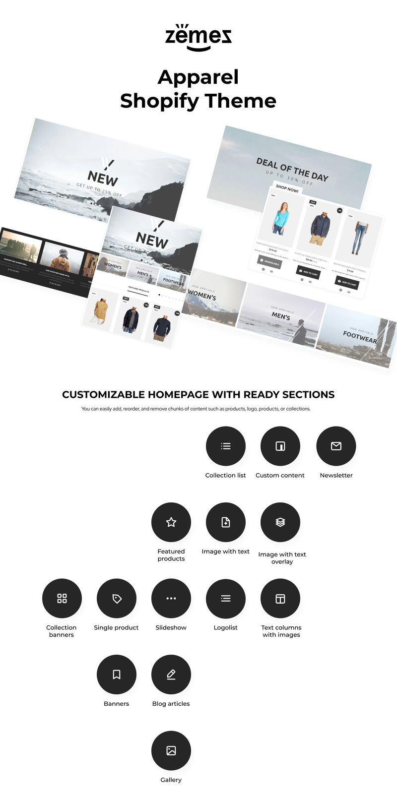 Responsivt Apparel Responsive Clean Design Shopify Theme Shopify-tema #57943 - Funktionsbild 1