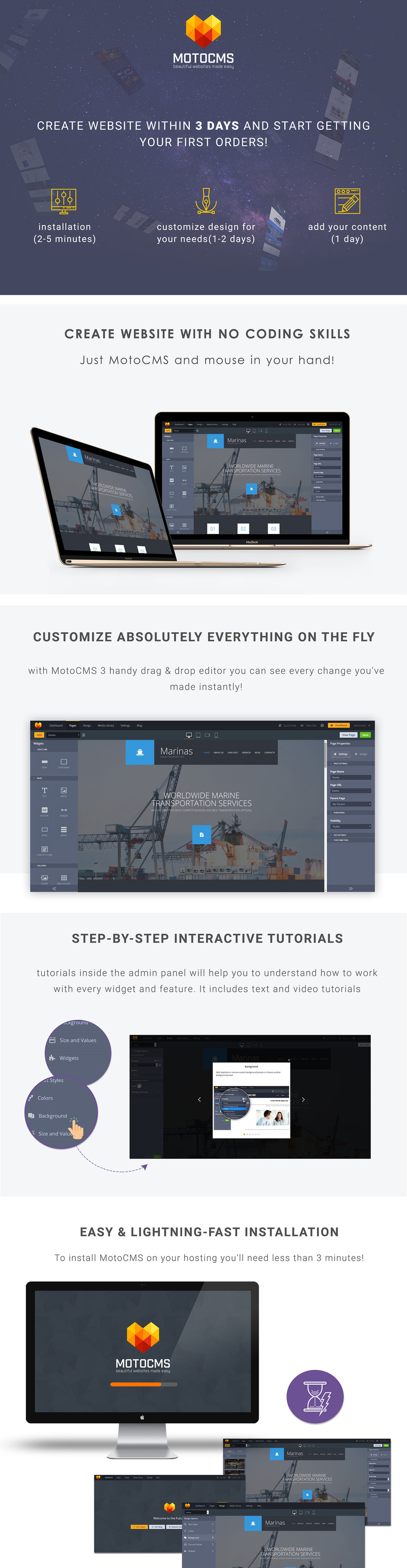 Marine Transportation Moto CMS 3 Template - Features Image 1