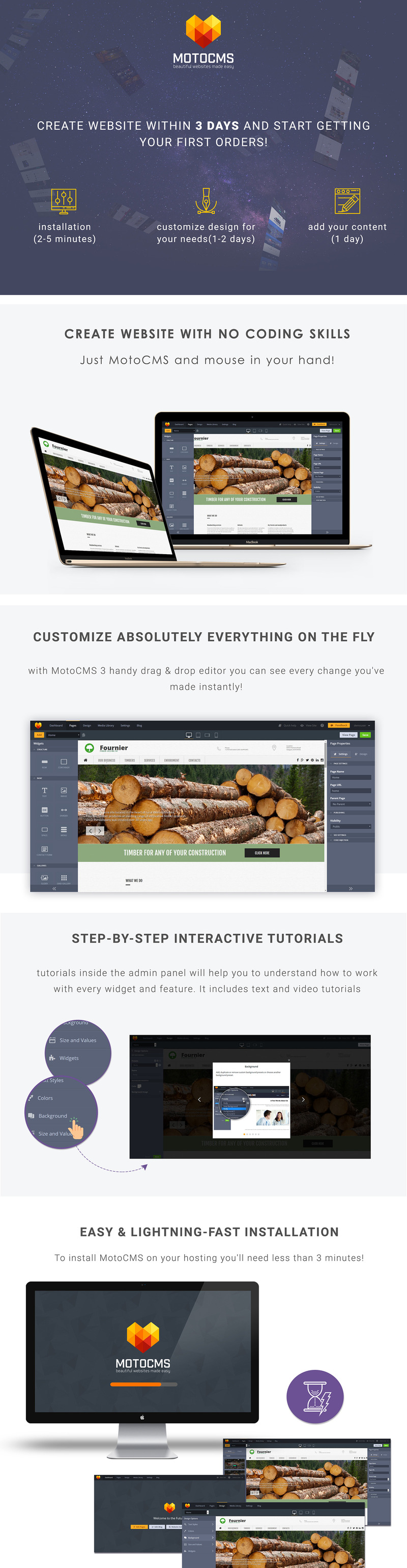 Wood Products Moto CMS 3 Template - Features Image 1