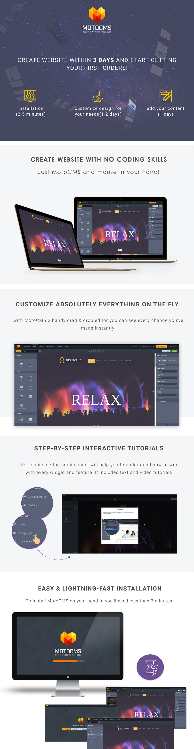Nightclub Moto CMS 3 Template - Features Image 1
