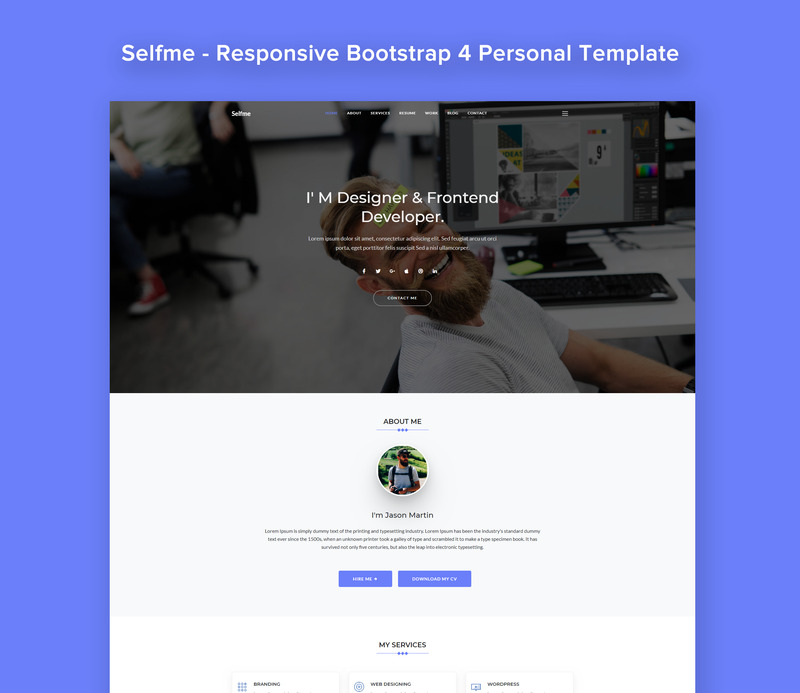 Responsive Selfme - Responsive Bootstrap 4 Personal Website Template Web Sitesi #67683 - 1 Görüntü Özellikleri