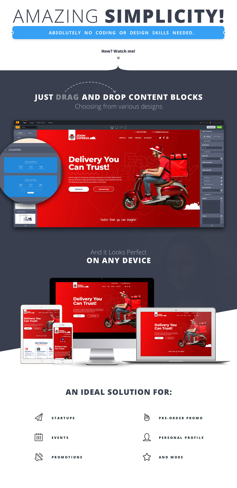 Zoom Express - Delivery MotoCMS Landing Page Template - Features Image 1