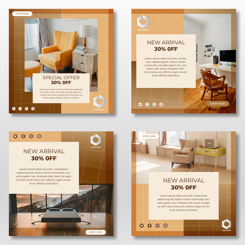 10 Unique Furniture Promotional Instagram Post Template for Social Media