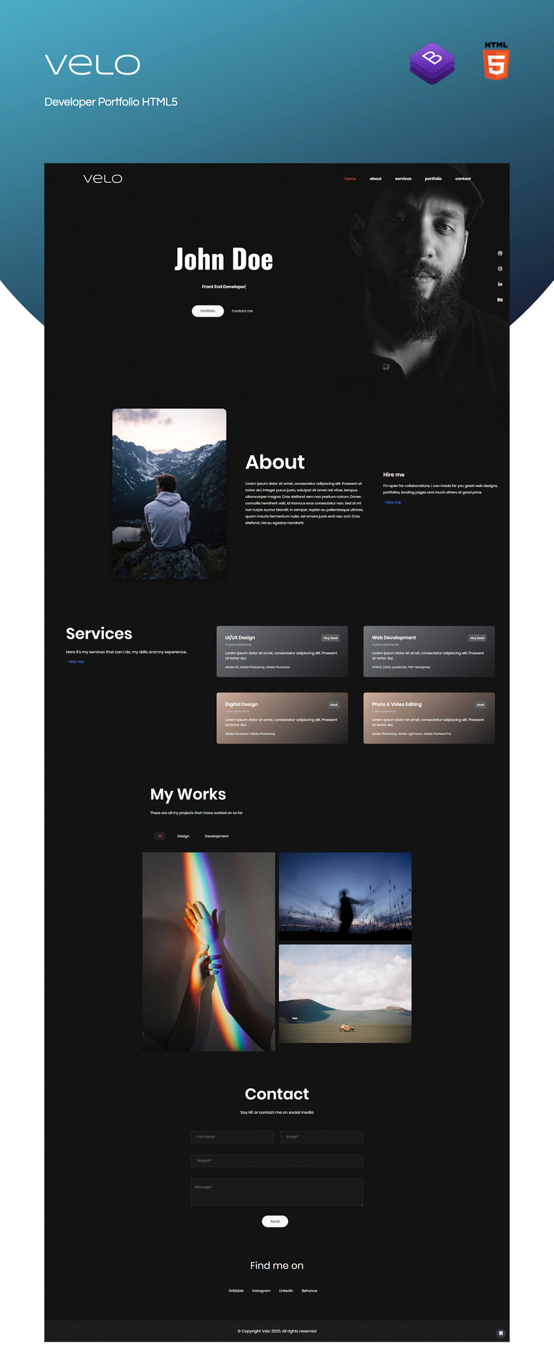 Responsivt Velo - Developer Portfolio Landing Page-mall #99729 - Funktionsbild 1