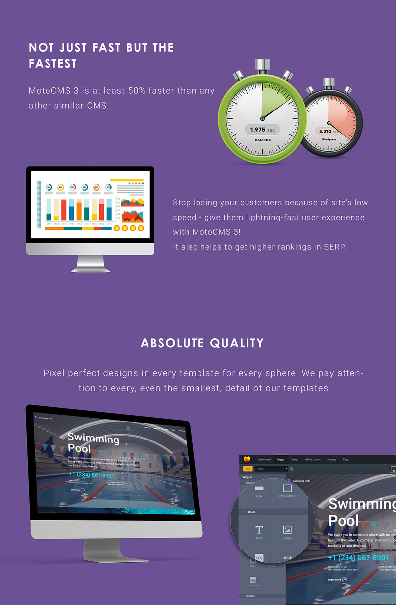 Swimming Pool Moto CMS 3 Template - Features Image 4