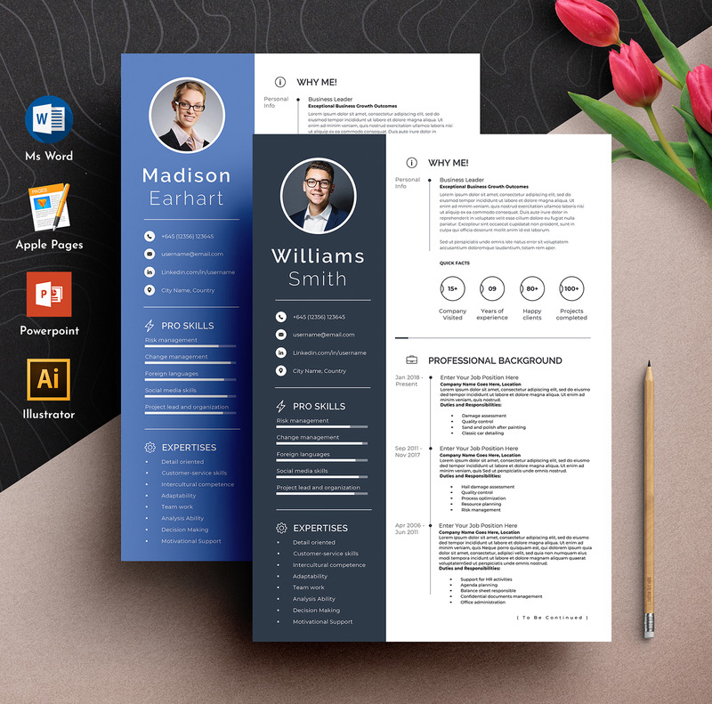 Clean & Professional Editable Cv Resume Template Word Apple Pages - Features Image 1