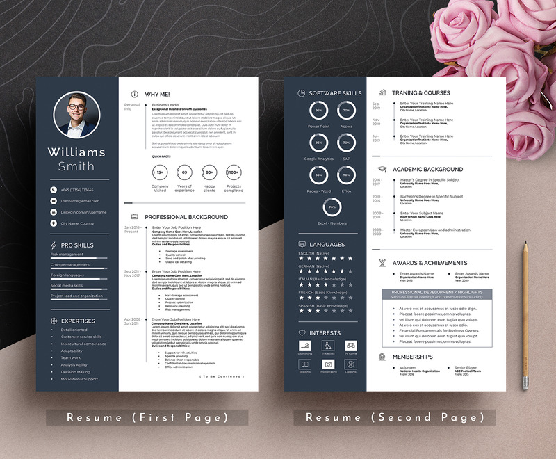 Clean & Professional Editable Cv Resume Template Word Apple Pages