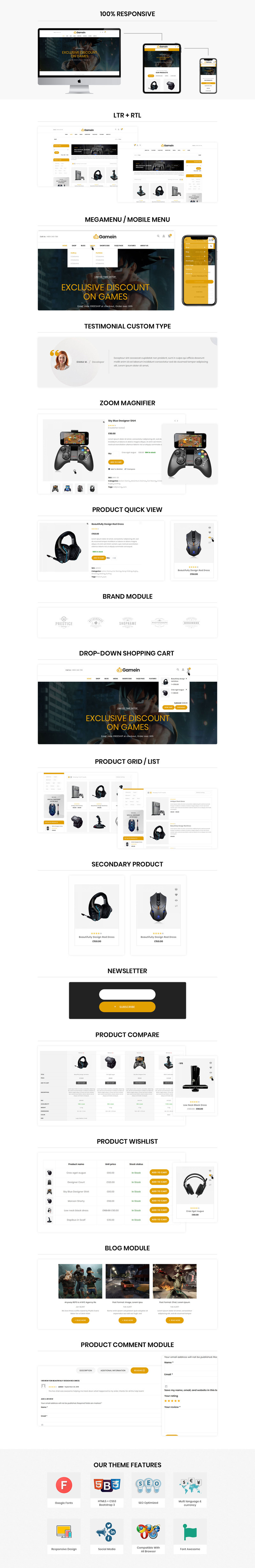 Gamein - The Branded Gaming WooCommerce Theme - Features Image 1