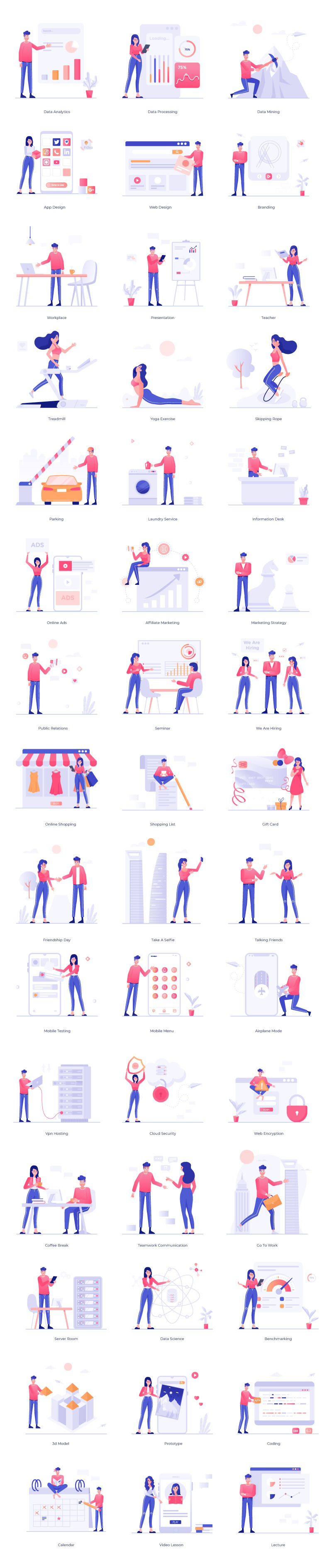 Illustrazioni di attività di carattere - immagine vettoriale - Caratteristiche Immagine 1