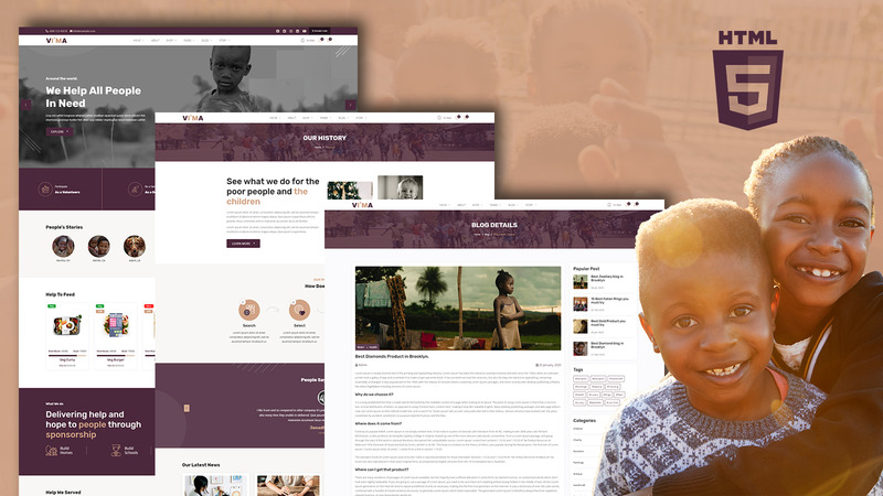 Vima | Charity Fundraising Shop & Donation Portal HTML5 Website Template - Features Image 2