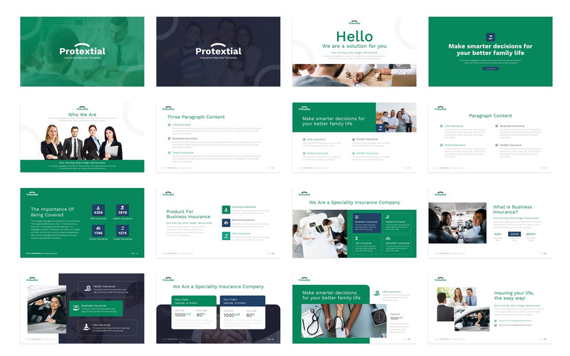 Protextial保险演示文稿的PowerPoint模板 - Features Image 1