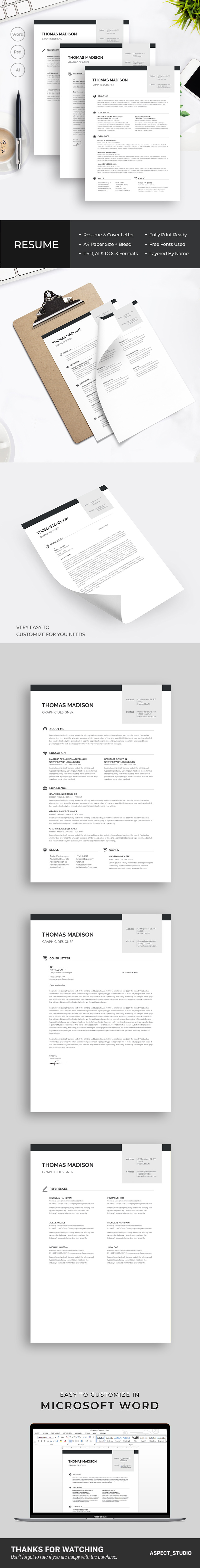 Thomas Madison Resume Template - Features Image 1