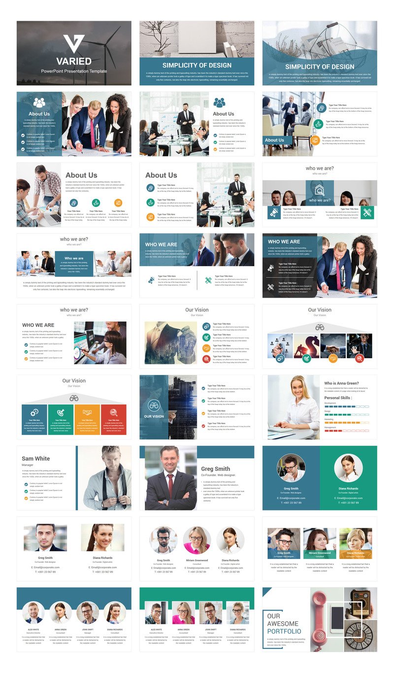 Varied - PowerPoint template #68321 - TemplateMonster