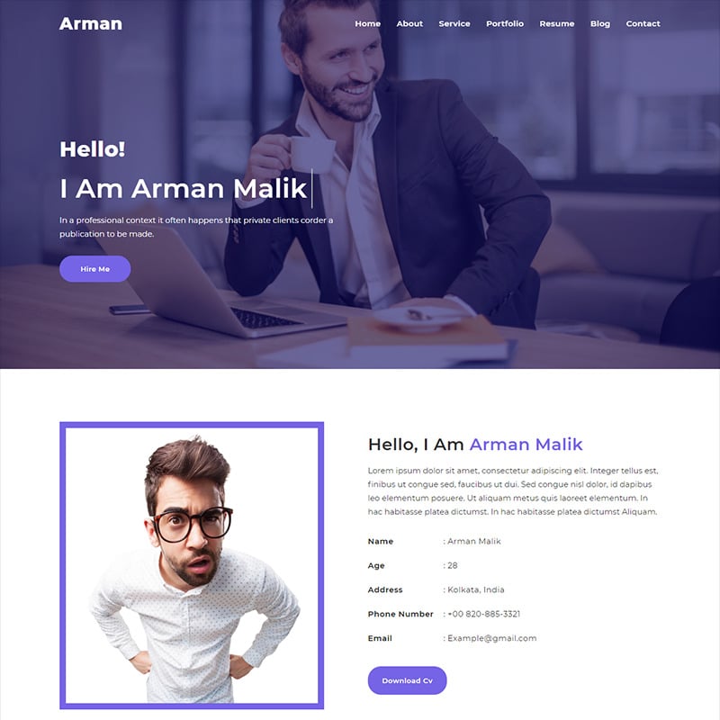 Arman Minimal Personal Portfolio Website Template - Features Image 1