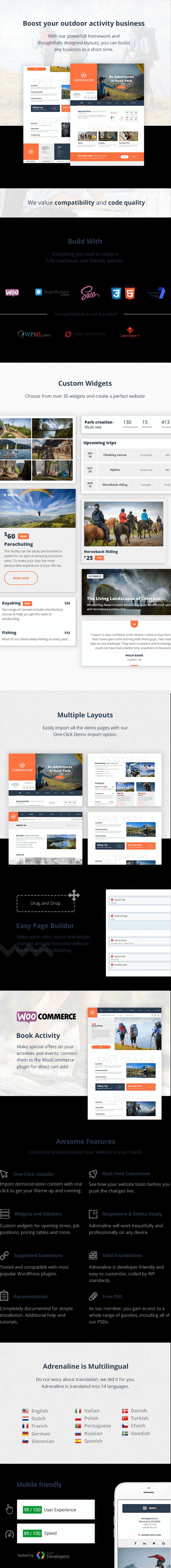 Adrenaline - for adrenaline sports businesses WordPress Theme - Features Image 1