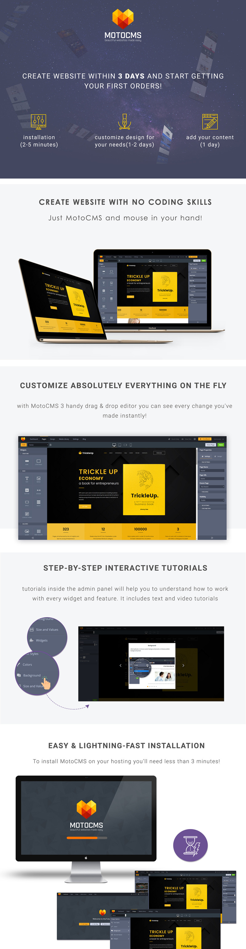 TrickleUp - E-book Moto CMS 3 Template - Features Image 1