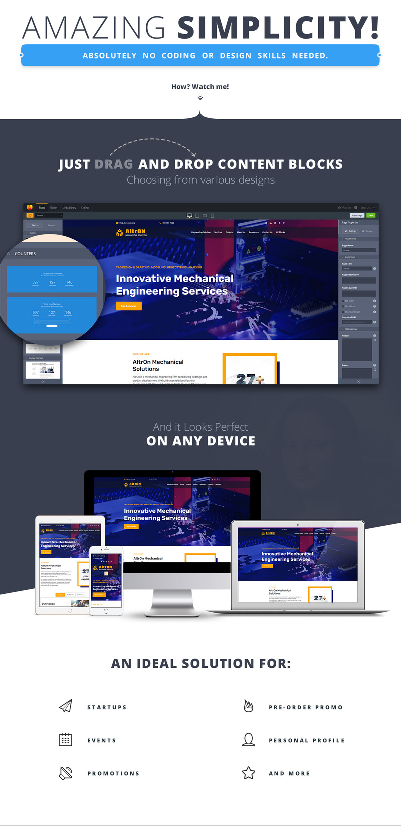 AltrON - Engineering MotoCMS Landing Page Template - Features Image 1