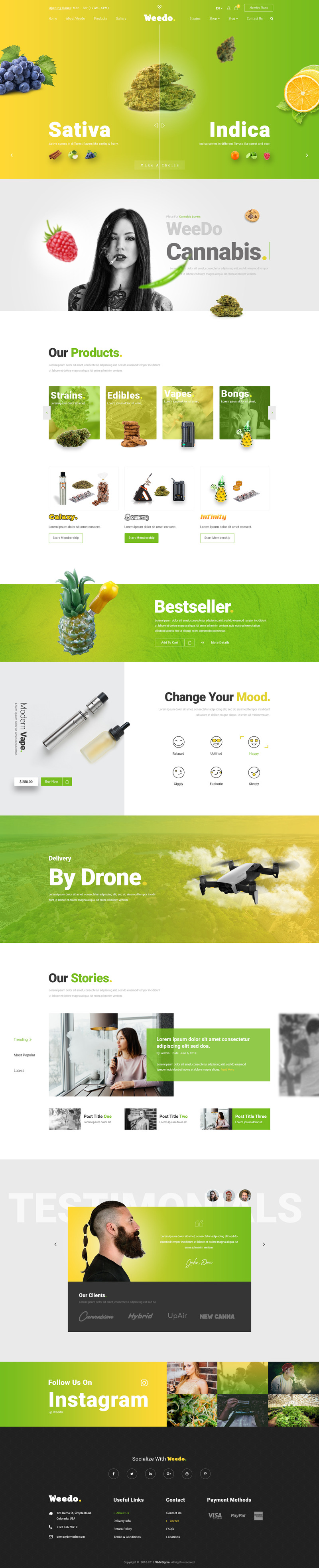 Responsive Weefly | Multipurpose Cannabis and Marijuana Shop Website Template Web Sitesi #109597 - 1 Görüntü Özellikleri