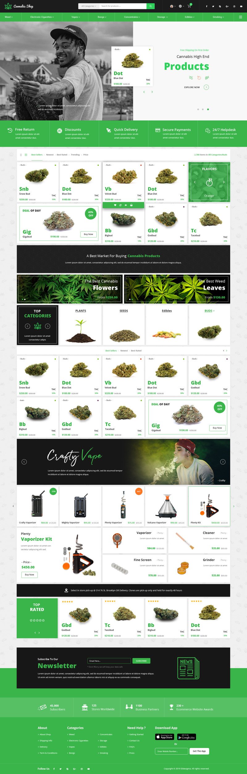 Responsive Weefly | Multipurpose Cannabis and Marijuana Shop Website Template Web Sitesi #109597 - 16 Görüntü Özellikleri