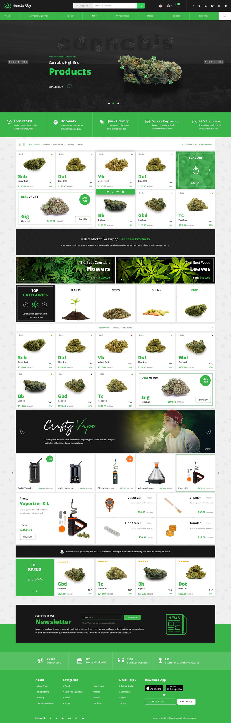 Responsive Weefly | Multipurpose Cannabis and Marijuana Shop Website Template Web Sitesi #109597 - 27 Görüntü Özellikleri