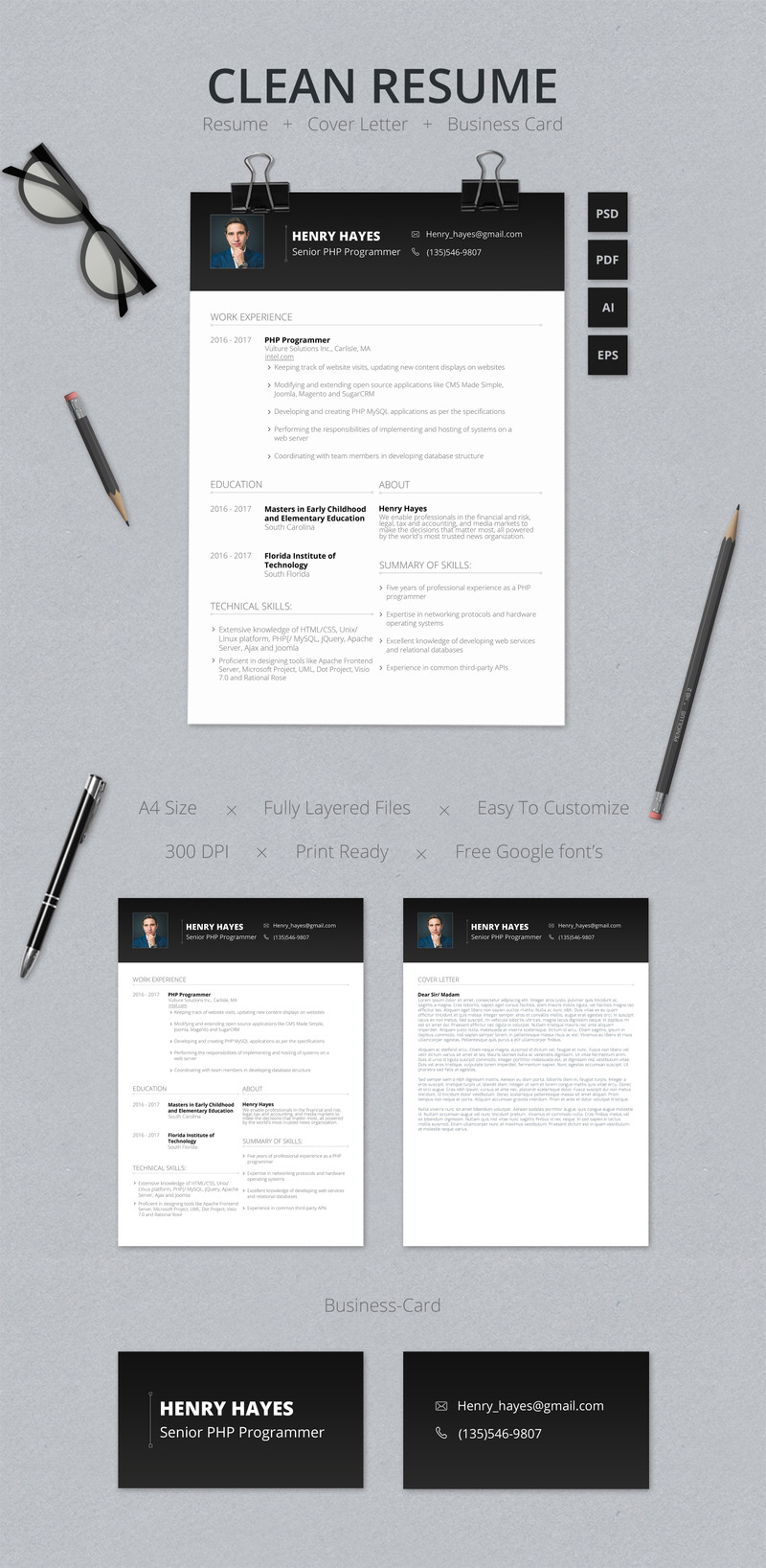 Henry Hayes - Web Developer Resume Template - Features Image 1