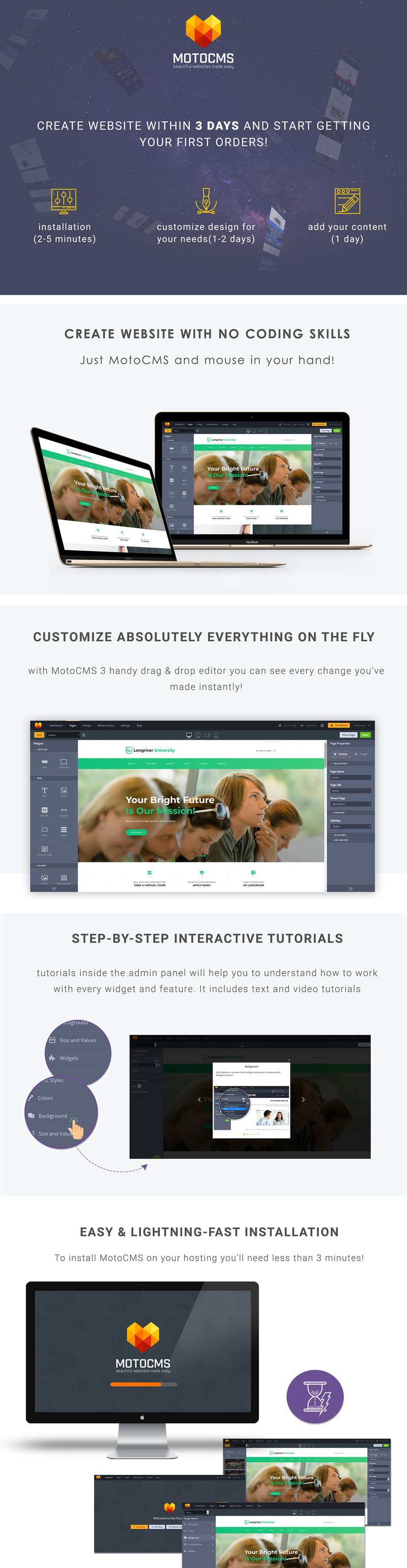 Longriver University Moto CMS 3 Template - Features Image 1