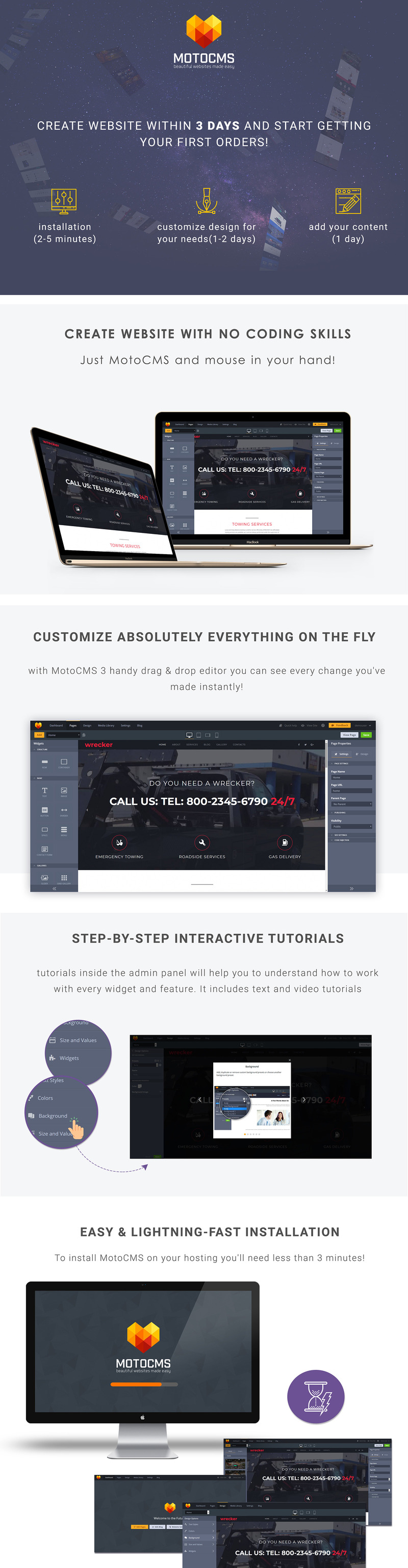 Wrecker - Auto Towing Moto CMS 3 Template - Features Image 1