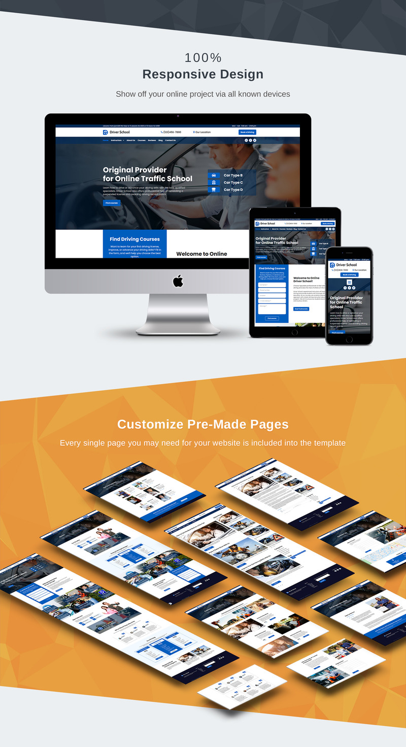 Driving Instructor Premium MotoCMS 3 Website Design