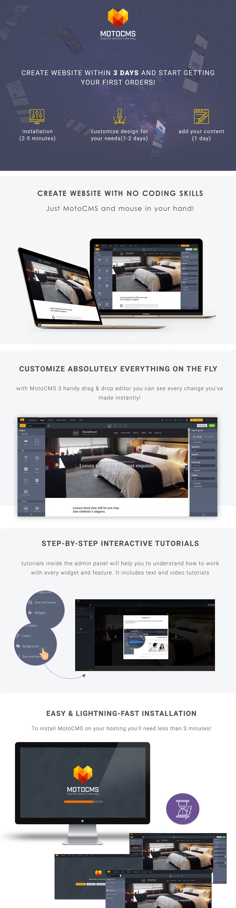 MoonResort - Luxushotel Moto CMS 3 Vorlage - Eigenschaften Bild 1