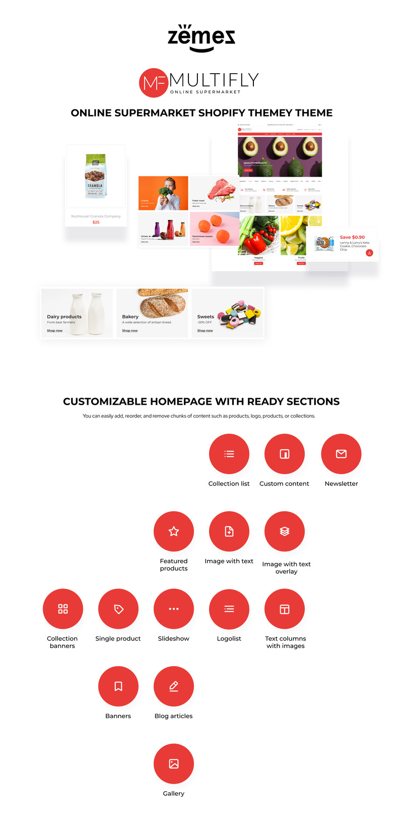 Multifly - Online Supermarket Website Template Shopify Theme - Features Image 1