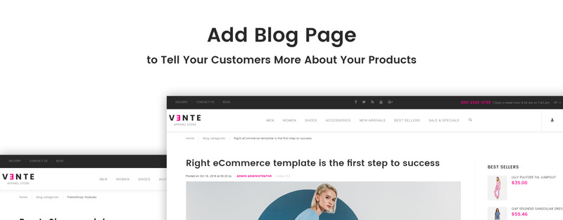 Vente - Tema de PrestaShop para comercio electrónico de Bootstrap limpio para tienda de ropa - Características Imagen 15