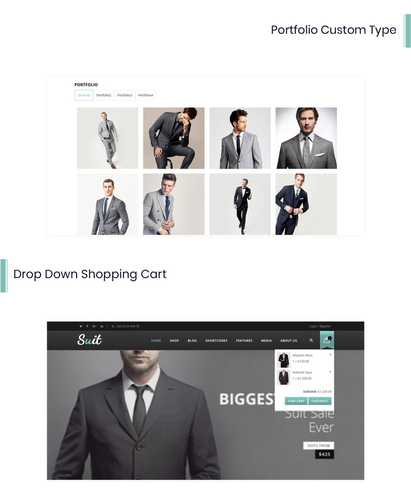 Suit - Men's Fashion WooCommerce Teması - 4 Görüntü Özellikleri