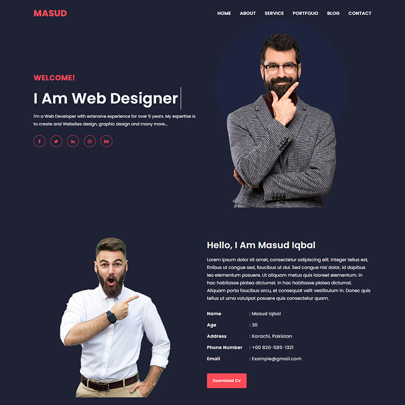 Шаблон целевой страницы личного портфолио Масуда - Features Image 1