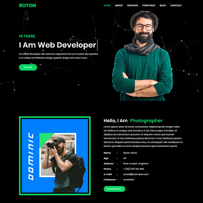 Responsywny szablon Landing Page Roton Personal Portfolio Landing Page Template #99215 - Obrazek wyróżniający {numer}