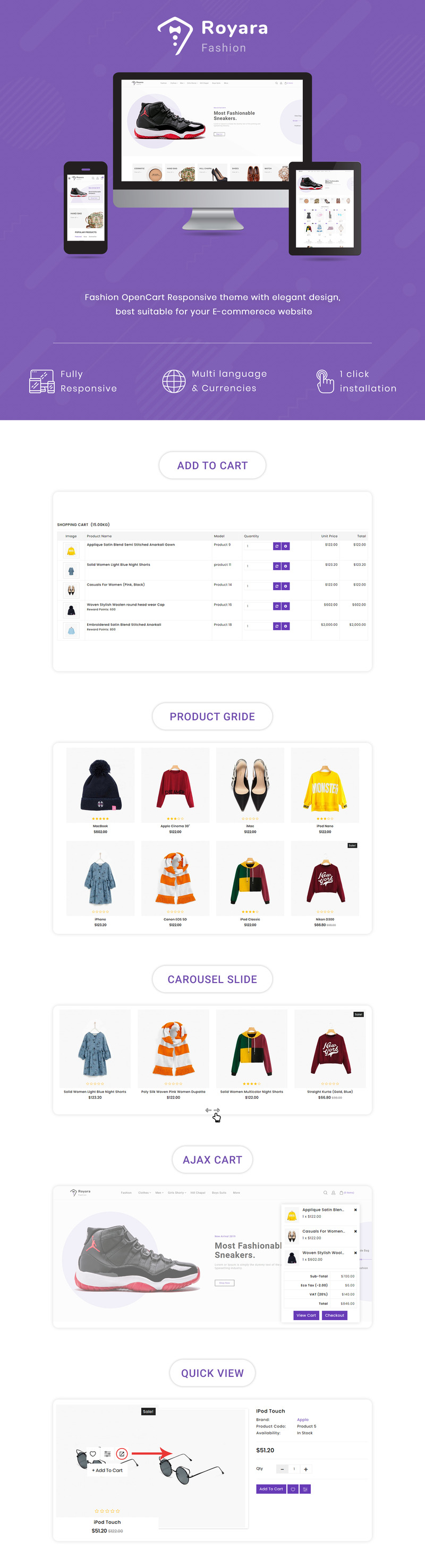 Royara - Fashion Multistore Store OpenCart Template - Features Image 1